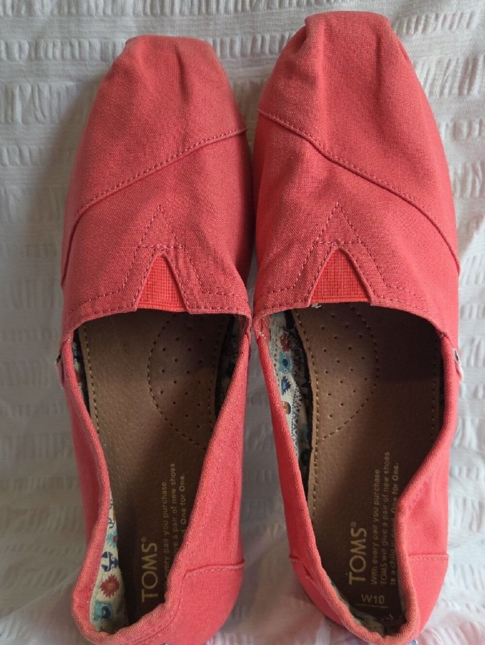 TOMS Classic Canvas Alpargata Slip-Ons Coral Pink Women's Size 10 - Picture 6 of 11